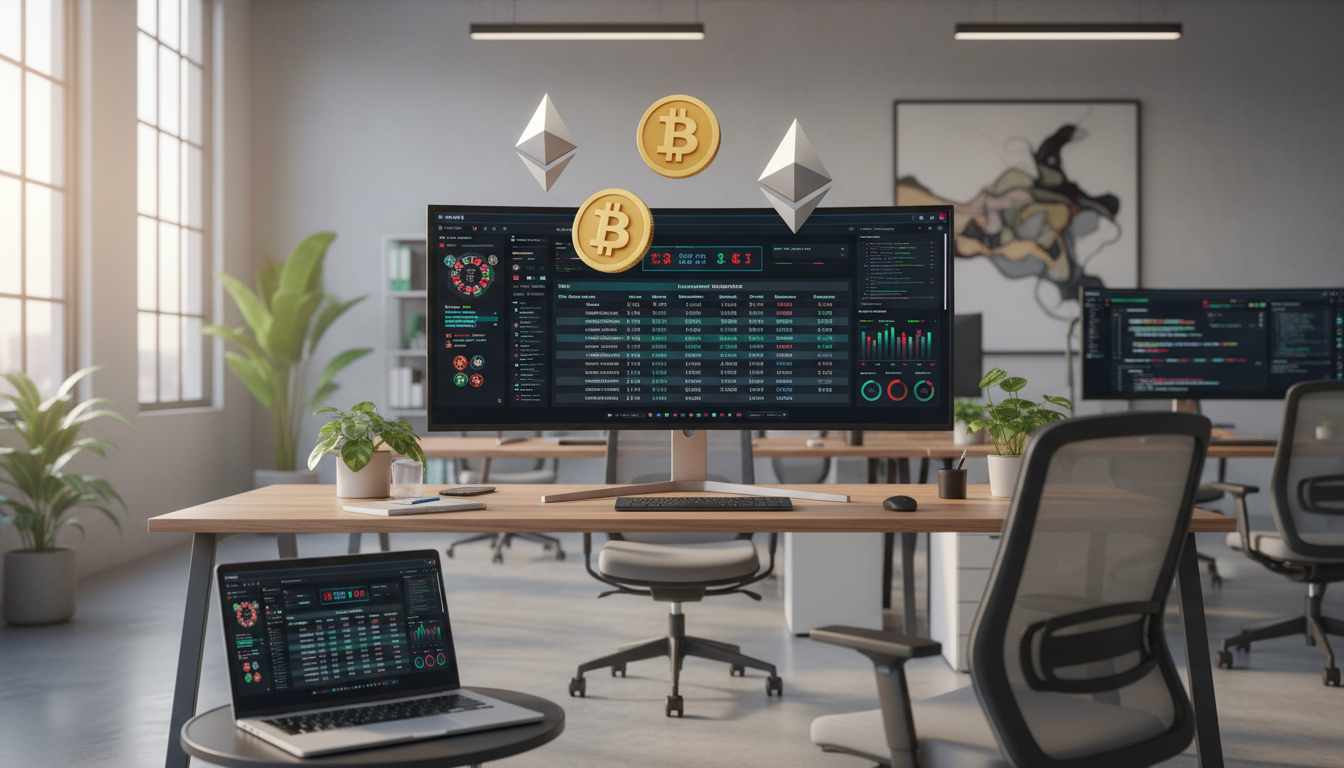 A high-tech digital betting dashboard showing crypto wagering calculations and progress